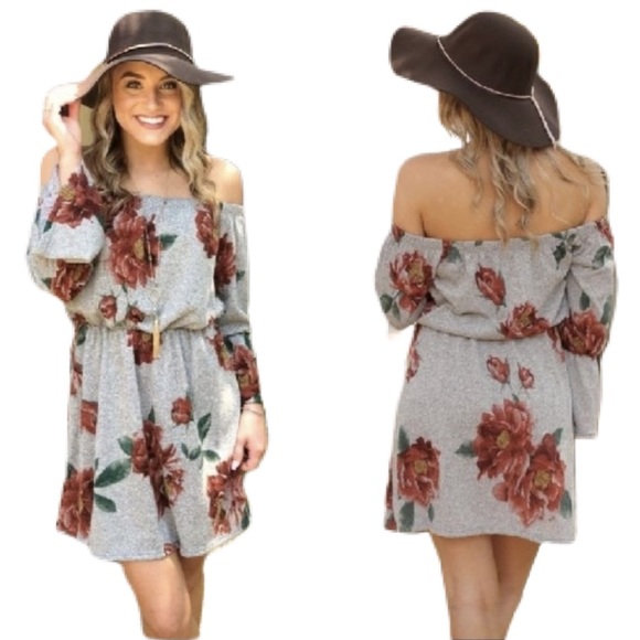 Dresses & Skirts - Floral Off Shoulder Puff Sleeve Dress